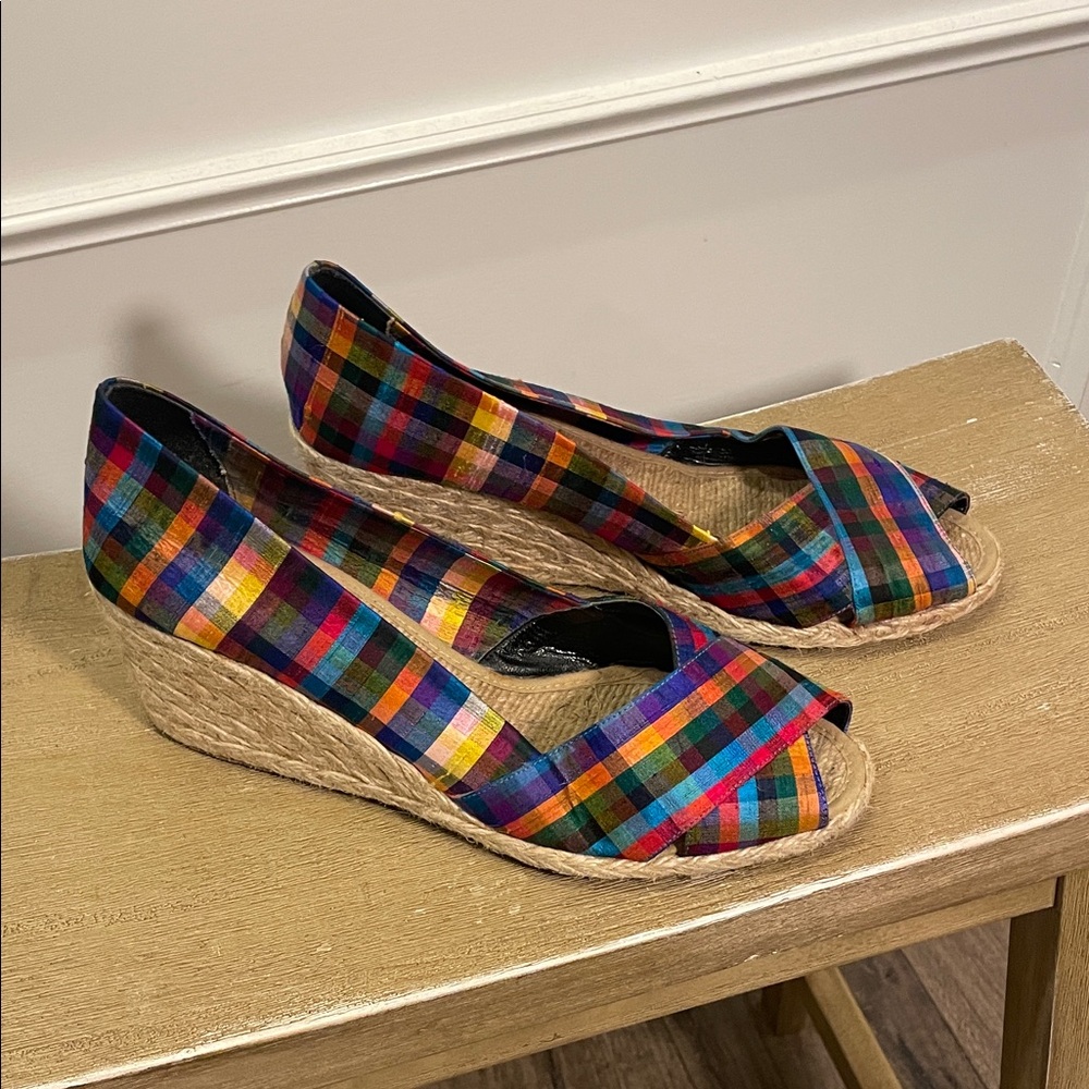 Ralph Lauren Multicolor Gingham Plaid Espadrilles